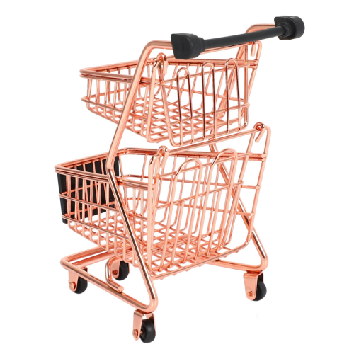 Mini Double Layers Shopping Cart Model Wrought Rose Gold 2