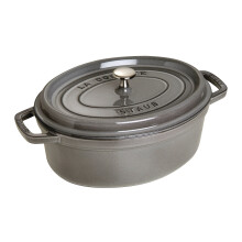 staub La Cocotte Oval 40500-236 Pico Cocotte Oval Gray 9.1 inches (23 cm) Both Handed Cast Enameled Pot Induction Compatible