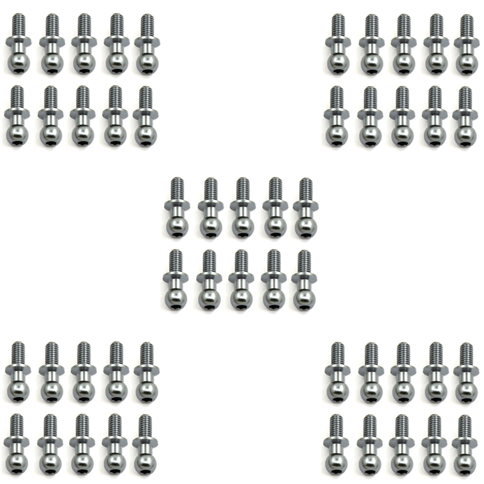 50Pcs M3 Metal Hex Ball Head Screws For Tt01 Tt02,Silver 4713231998928