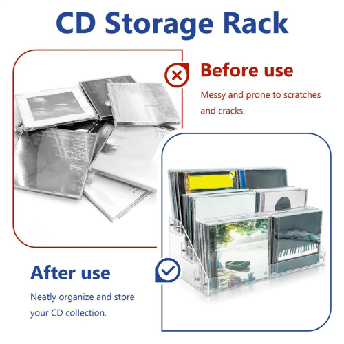 3 Tier Clear Acrylic CD Holder Cascading CD Storage Rack 2
