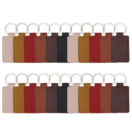 30 Pcs Leather Key Fob Kit,Rectangular PU Leather Keychain Blanks 2