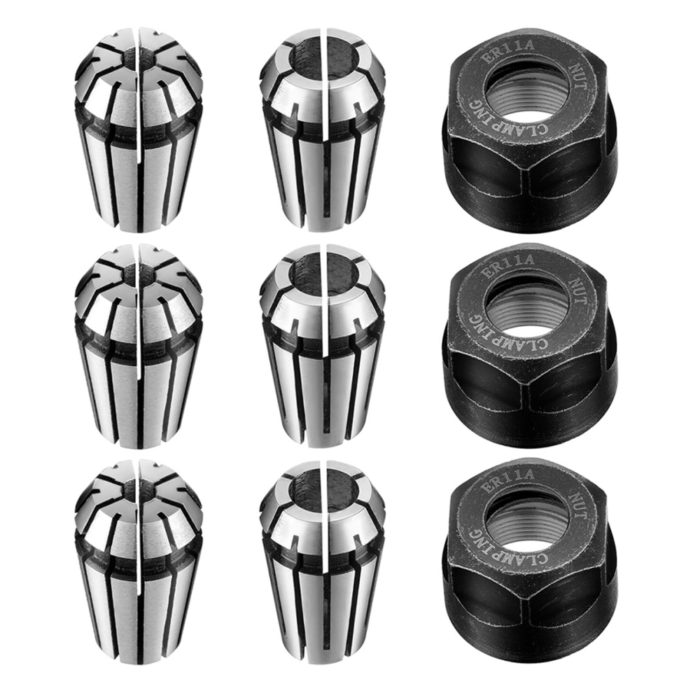 9 Pcs Er11 Spring Collet Nut Set Er11 1/8Inch Collet + 1/4Inch Collet 4713043669030