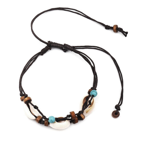 Shell Stone Anklets For Women Wood Bead Seashell Ankle Bracelet