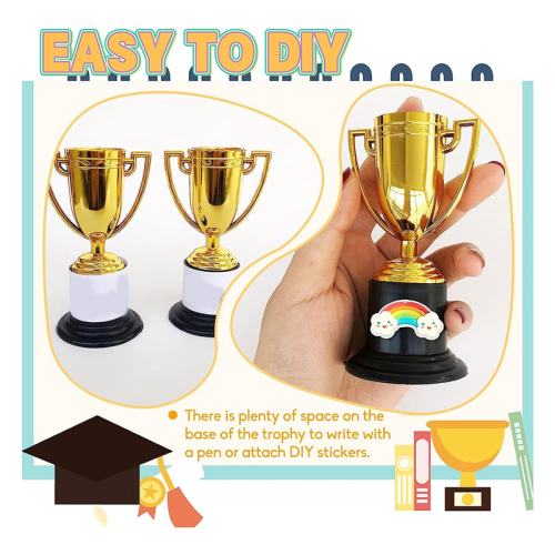 24 Pack Mini Trophy for Kids Awards,Plastic Gold Award Trophy Cups 2
