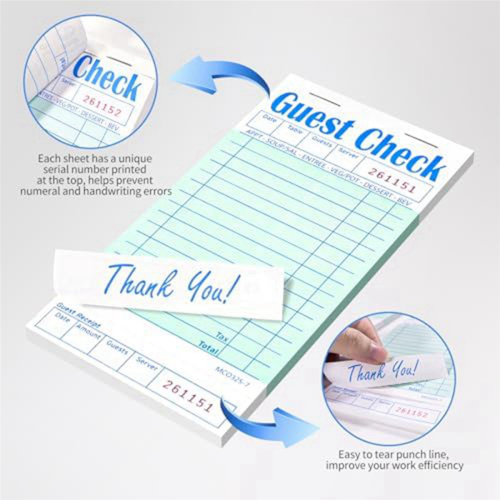 5Pcs Guest Check Pad, Server Note Pads for Restaurant, 50 Sheets/Pack 2