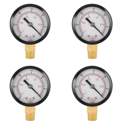 0 - -30inHg 0 - -1bar Mini Dial Luftdruckpruefer Schwarz