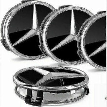 Mercedes Benz Wheel Center Caps - 4pcs 75mm Hub Black