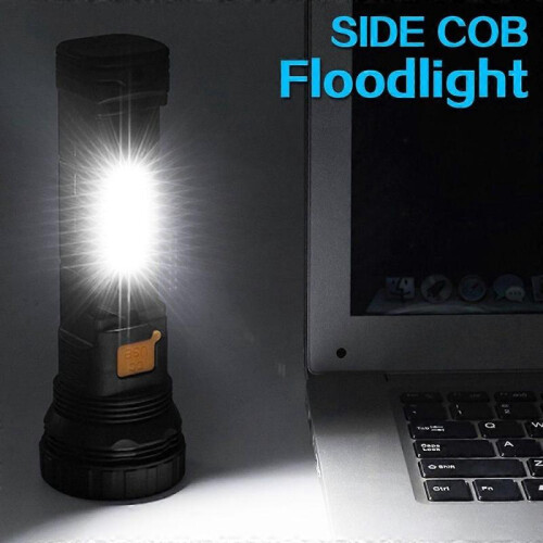 Solar Rechargeable Flashlight Built-In Battery with Cob Side Tactical Outdoor Camping Flashlight 2
