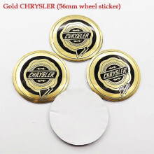 (56 Gold KLSL)4pcs 54mm 56mm 60mm 64mm Chrysler Car Logo Wheel Center Cap Rim Badge Covers Decal Refit