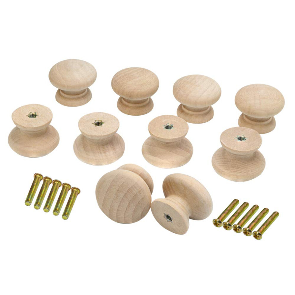 10Pcs Round Wood Drawer Knob Unfinished Cabinet Furniture Drawer Knobs Mushroom Shape Pulls Handles Hardware For Drawer Wardrobe Dresser 779139267829
