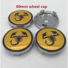 (60mm keltainen korkki) 4kpl 50mm 56mm 60mm Abarth auton pyörän keskiö napakorkit kannet tarra auton