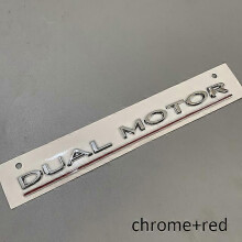 (chrome hopea n punainen) DUAL MOTOR alleviivatut kirjaimet tunnus Tesla Model 3 X S -auton muotoilulle,