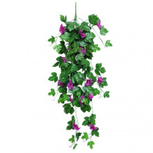 1Pc Realistic DIY 9 Forks Artificial Morning Glory Flower Wall Decor--Purple