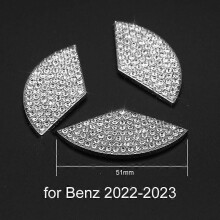 (Benz 2022-2023) 3D Diamond auton ohjauspyörän metallitarra koristetarrat Bling tekojalokivi Auto