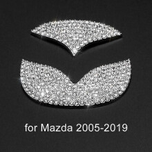 (Mazdalle 2005-2019) 3D Diamond -auton ohjauspyörän metallitarra koristetarrat Bling tekojalokivi
