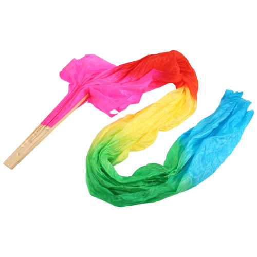 Colorful Dancing Silk Bamboo Long Fans Veils 1.8m 2