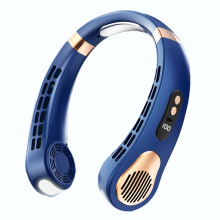 Portable Mini Hanging Neck Fan Air Cooler USB Rechargeable Blue