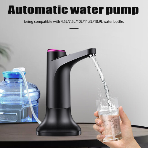 Electric Water Bottle Pump with Base USB Water Dispenser-Dark Gray 2