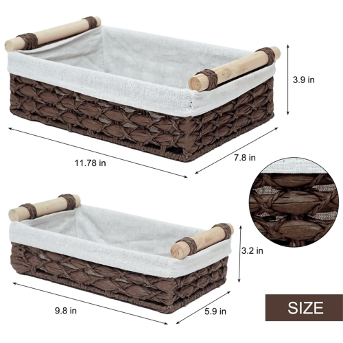 Storage Basket Wicker Baskets for Toilet Tank Top 2PCS 1