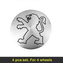 (For Peugeot Silver)4Pcs Car Wheel Hub Center Cap Metal Emblem Stickers For Peugeot 206 307 308 3008