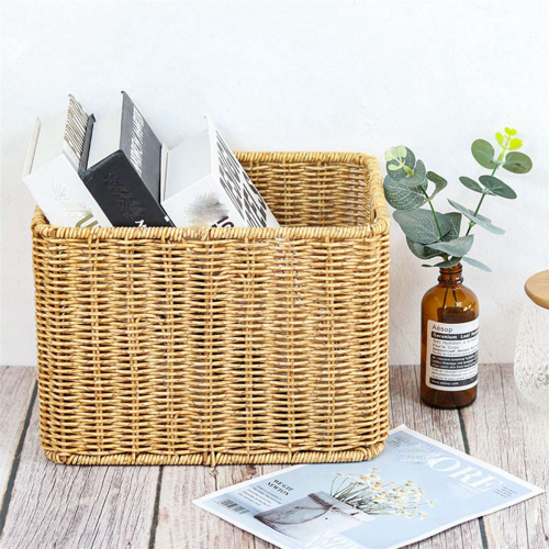 Storage Basket Hand-Woven Rattan Wicker Basket Organizing Box L 2