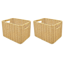 Storage Basket Hand-Woven Rattan Wicker Basket Organizing Box L