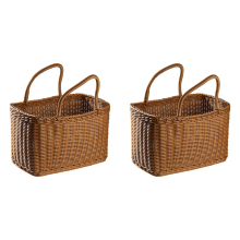 Basket Woven Wicker Baskets Picnic Handle Storage Rattan Market