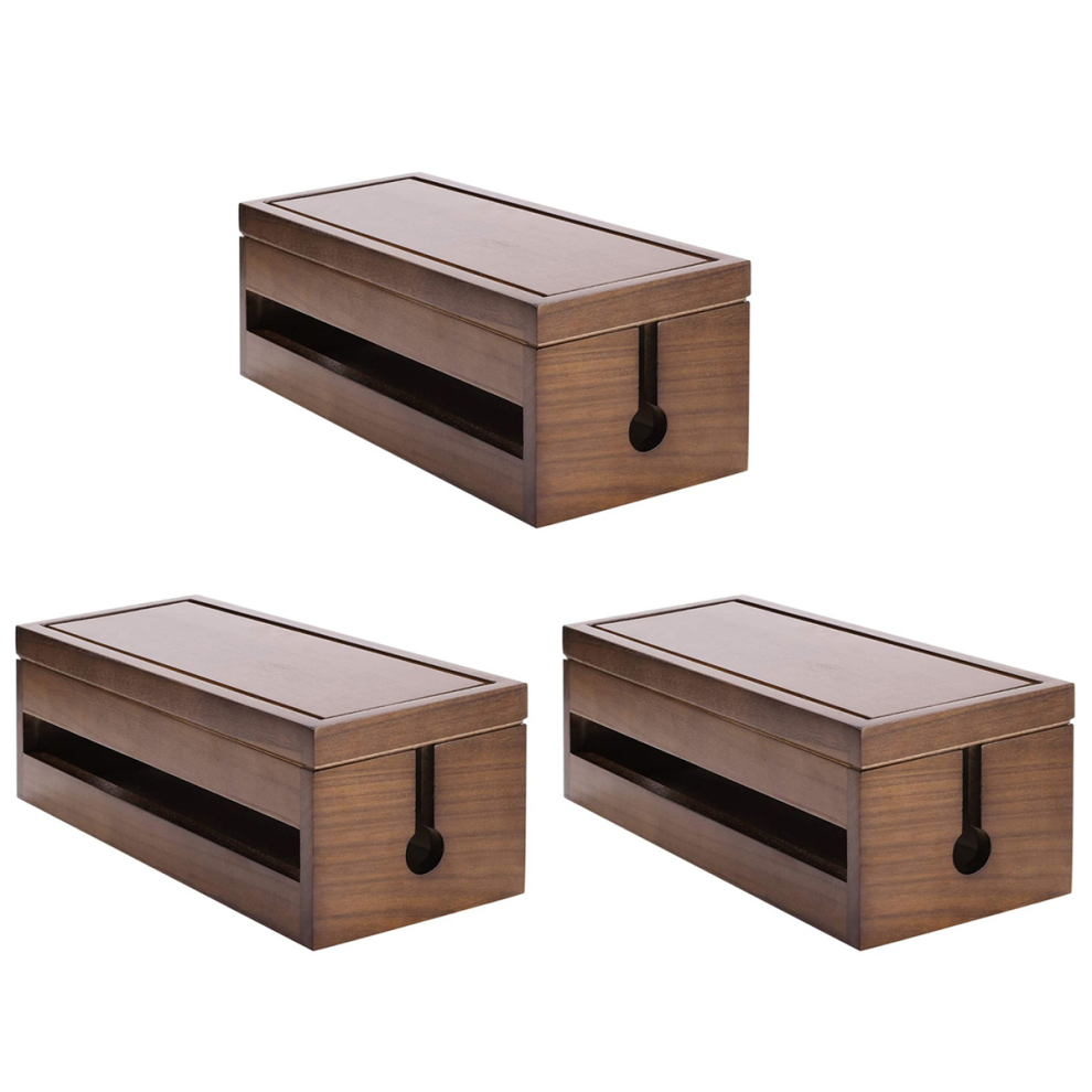Cable Management Box Wooden Cord Organizer Box (Coffee Color) 4711749443602