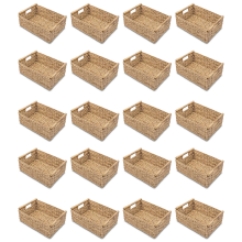 Small Wicker Baskets for Organizing Bathroom, with Wooden Handle
