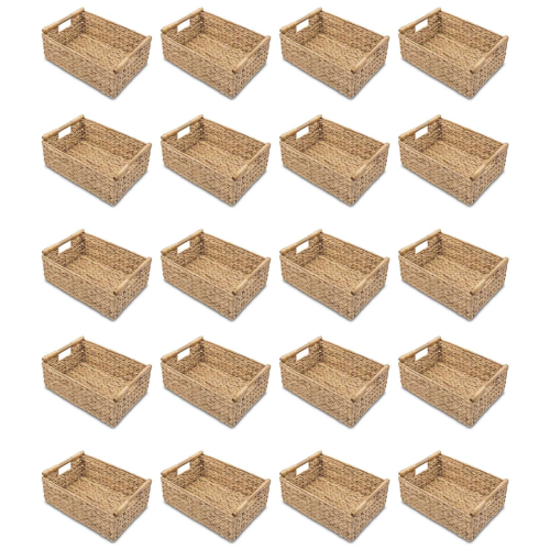 Small Wicker Baskets for Organizing Bathroom, with Wooden Handle