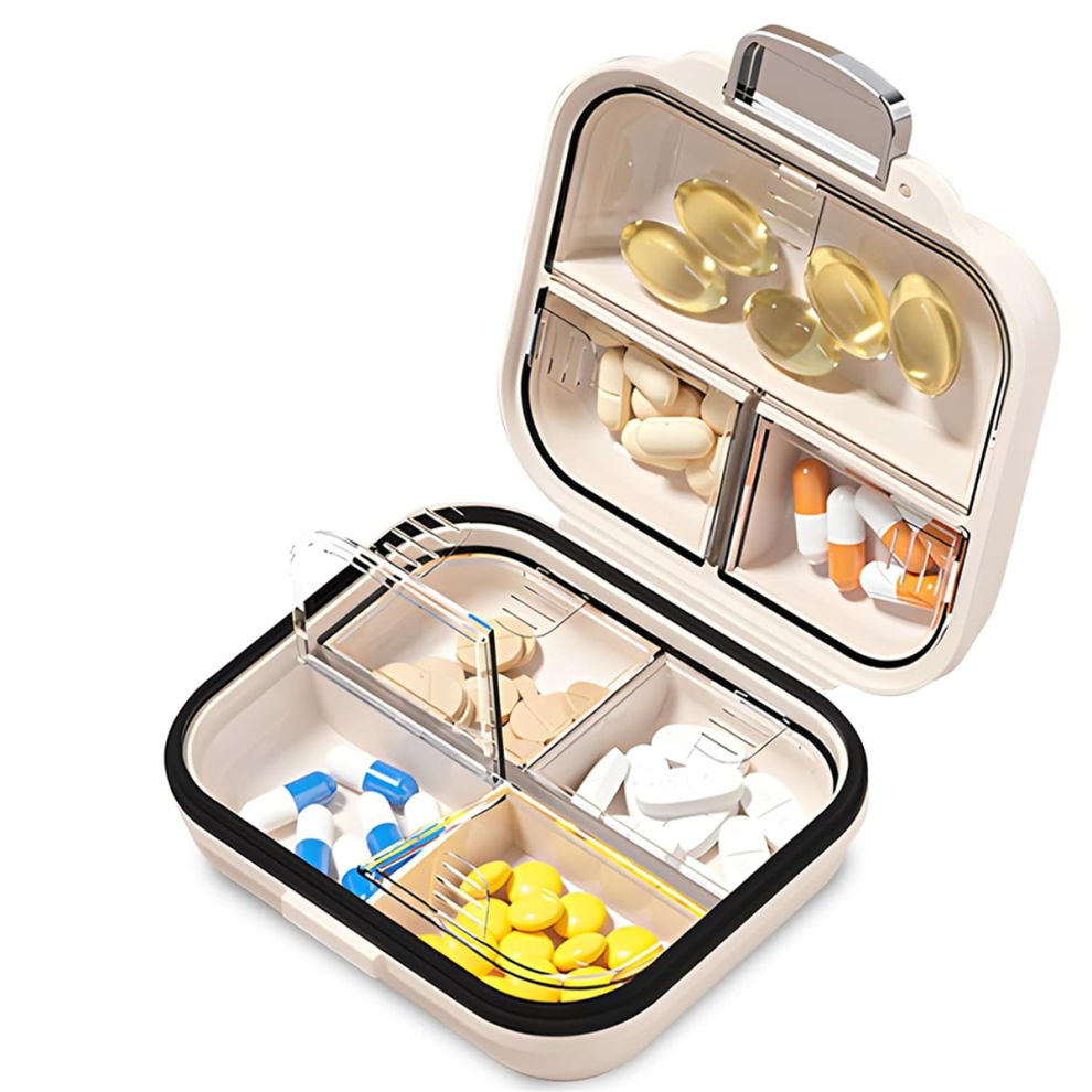 Travel Medicine Box with Labels 7-Compartment Mini Medicine Box A