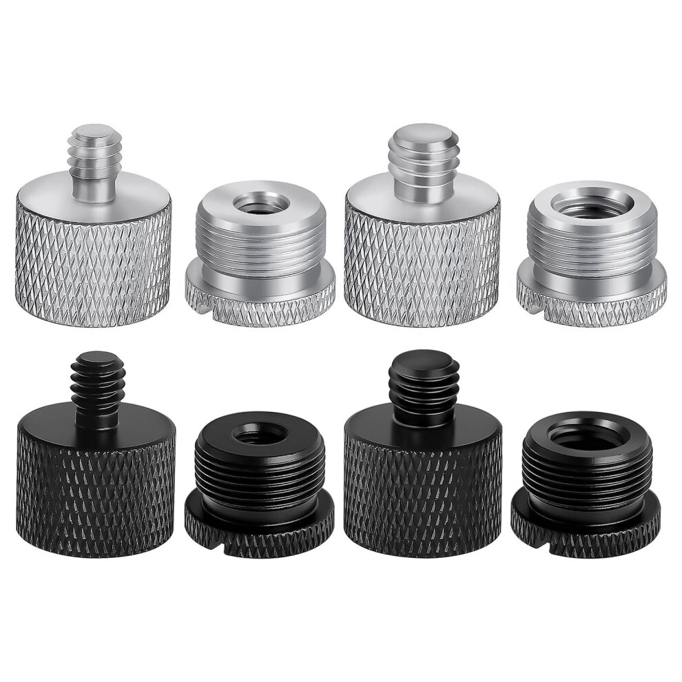8Pcs Mic Stand Adapter, 5/8 Female To 3/8 Male, For Camera Tripod Black/Silver 4711749454431
