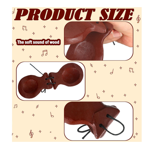 1 Pair Spanish Castanets Wood Hand Percussion Castanets(Brown) 1