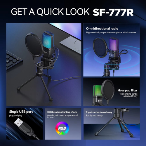 USB Live Recording Microphone with Tripod 2