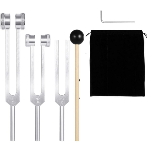 (128Hz, 256Hz, 512Hz)Tuning Fork Set, Tuning Forks with Reflex Hammer 2