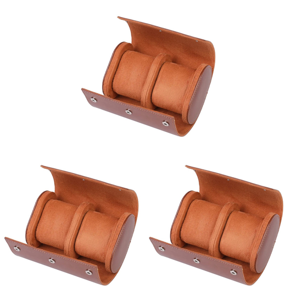 Portable Vintage Leather Watch Display Case Watch Storage Box Brown M-image-OPC-PJ97TZ9-NEW