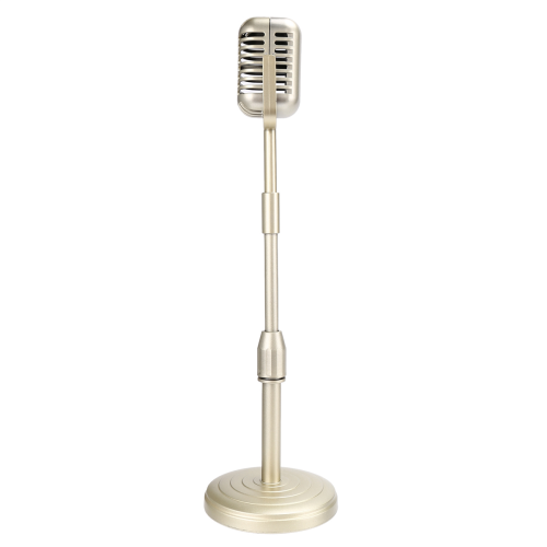 Vintage Desktop Microphone Prop Model with Adjustable Height,Gold 1