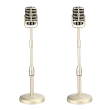 Vintage Desktop Microphone Prop Model with Adjustable Height,Gold