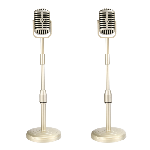 Vintage Desktop Microphone Prop Model with Adjustable Height,Gold