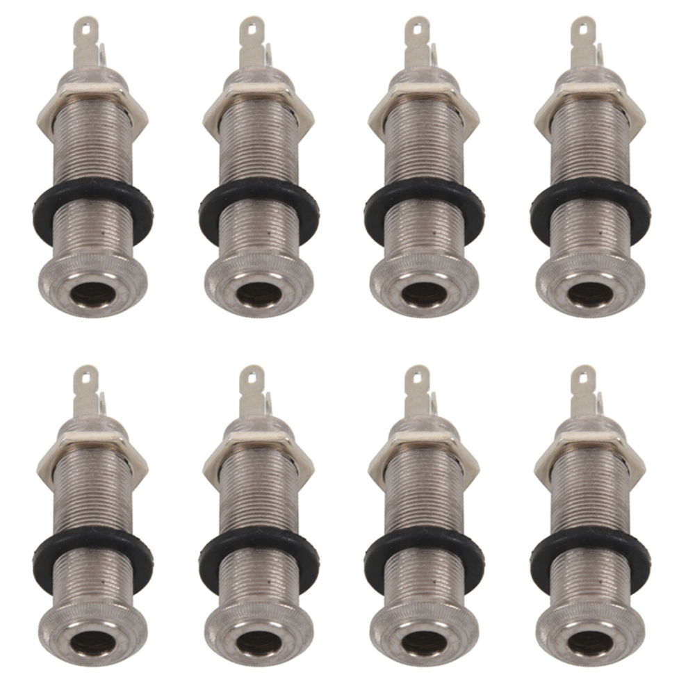 Chrome Threaded Cylinder Output Input Jack Plug Sockets 1/4 inch for-image-OPC-PJ97WYH-NEW