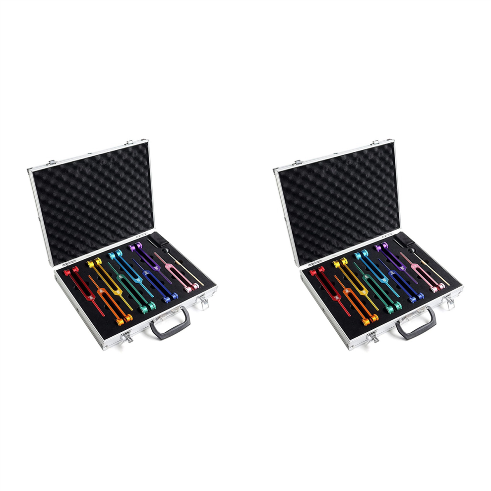 Chakra Tuning Fork Set for Healing, Sound Therapy, with Gavel, Etc