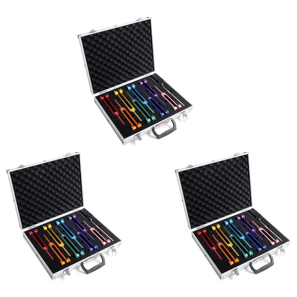 Chakra Tuning Fork Set for Healing, Sound Therapy, with Gavel, Etc