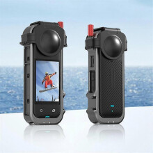 for X4 Metal Frame Rabbit Cage Protective Case with Cold Shoe and Lens Cap Action Camera Accessory--Black