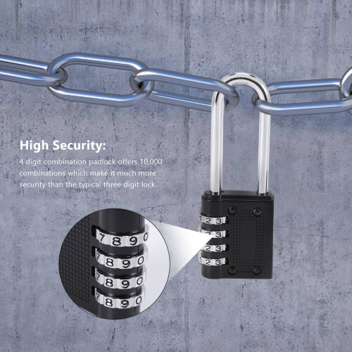 2 Pack Padlock Shackle Lock 6.5cm 4 Digit Resettable Combination Lock 2