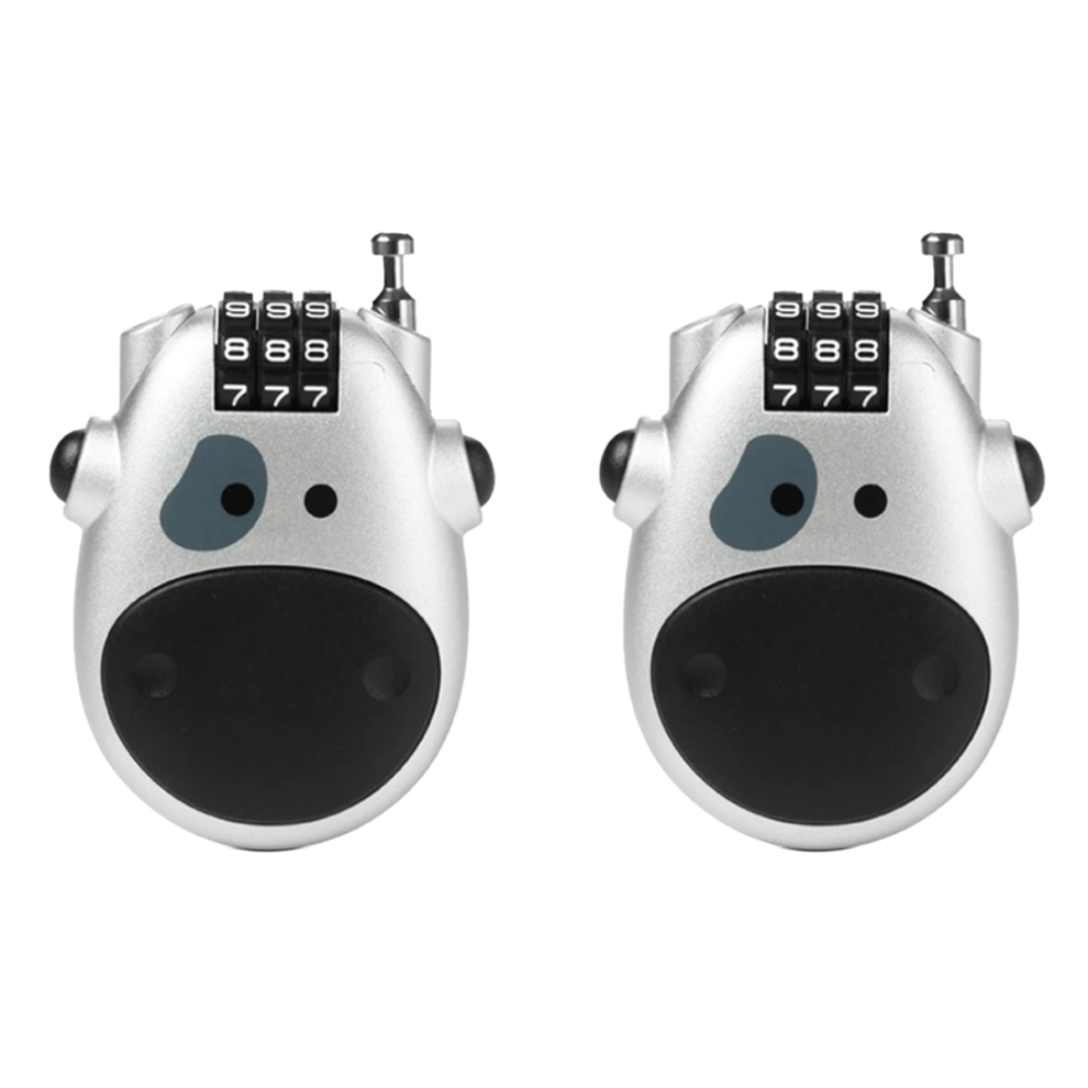 Telescopic Coded Lock Cartoon Cow Lock With Retractable Steel Cable 4711191737137