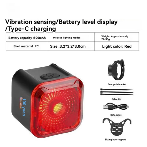 Bike Tail Light with LED Display Screen, Rear Bike Light 1