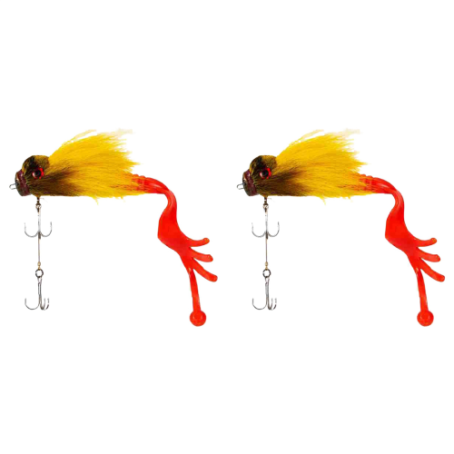 Mouse Fishing Fly Hooks Freshwater Lure Soft with Double Hooks Yellow