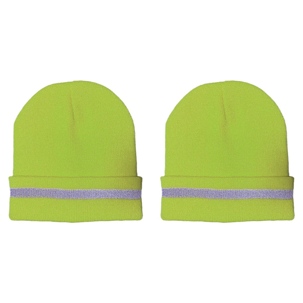 Unisex Reflective Stripe Knitted Hats,Fluorescent Yellow 4711191744357
