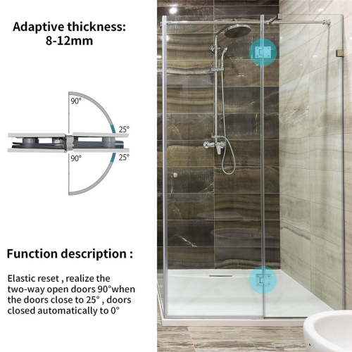 2 Pack 180 Degree Frameless Glass Shower Door Hinges 2