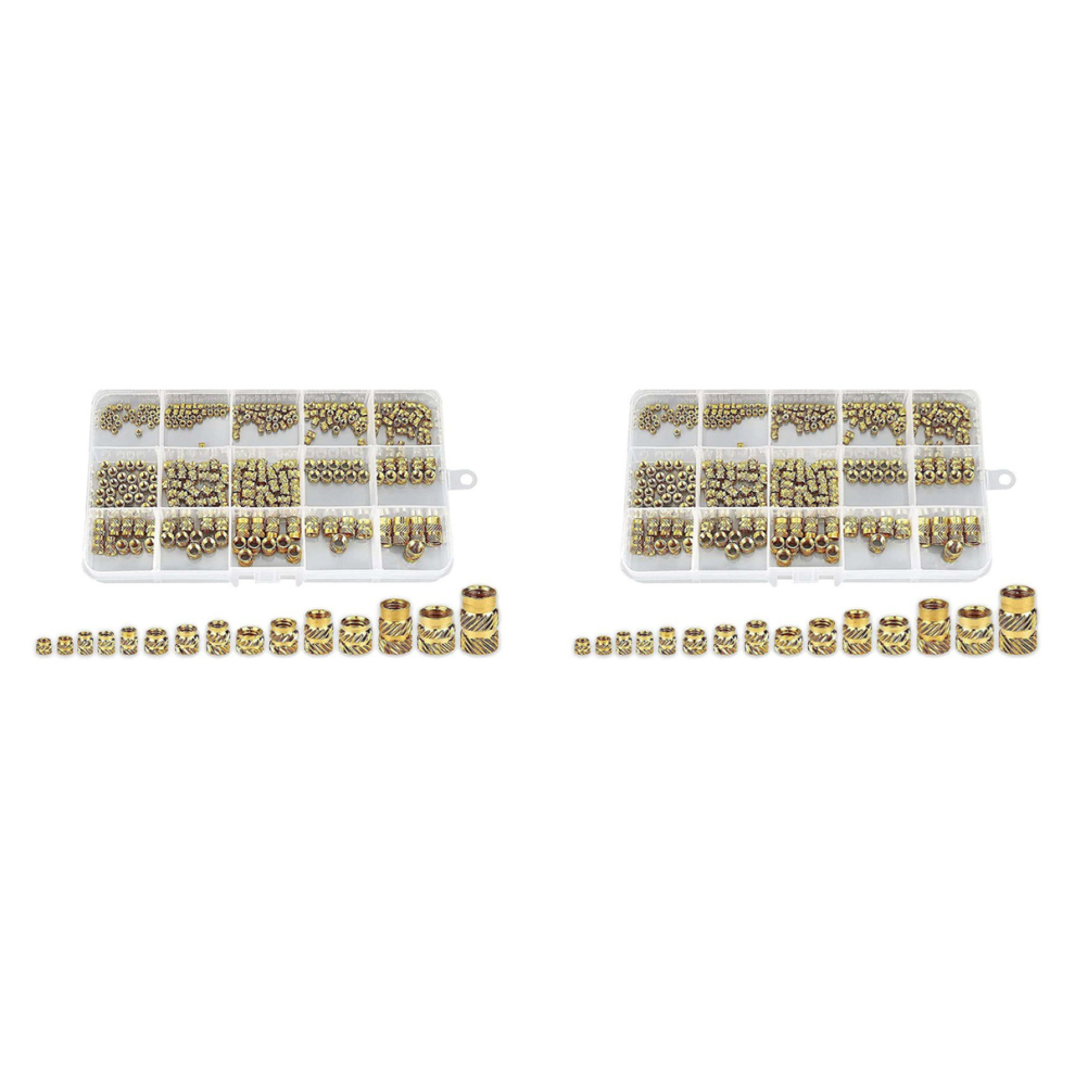 300Pcs Thread Knurled Nuts, Brass Knurled Threaded Insert Nuts 4711191715364